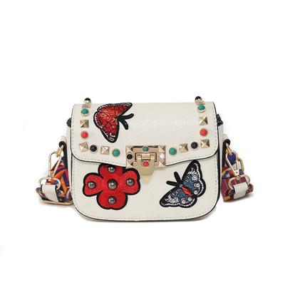 Butterfly Flower Embroidery Messenger Bag