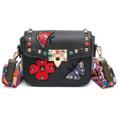 Butterfly Flower Embroidery Messenger Bag