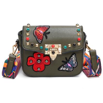 Butterfly Flower Embroidery Messenger Bag