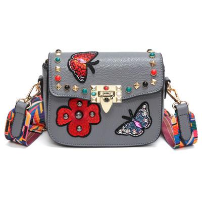 Butterfly Flower Embroidery Messenger Bag