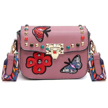 Butterfly Flower Embroidery Messenger Bag