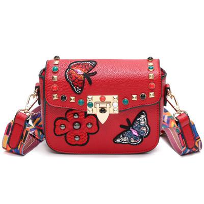 Butterfly Flower Embroidery Messenger Bag